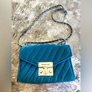 Michael Kors quilted velvet crossbody, color indigo